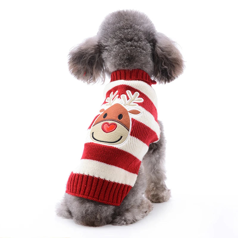 Soft Warm Christmas Turtleneck Dog Sweater for Small Dogs