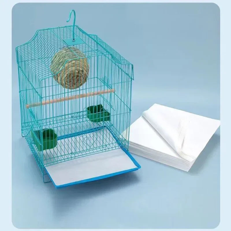 Disposable Bird Cage Liner Pads, 100 Absorbent Non-Woven Sheets