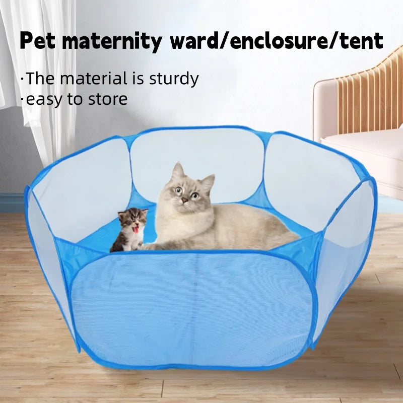 Foldable Clear Small Pet Playpen for Rabbits, Guinea Pigs & Hamsters