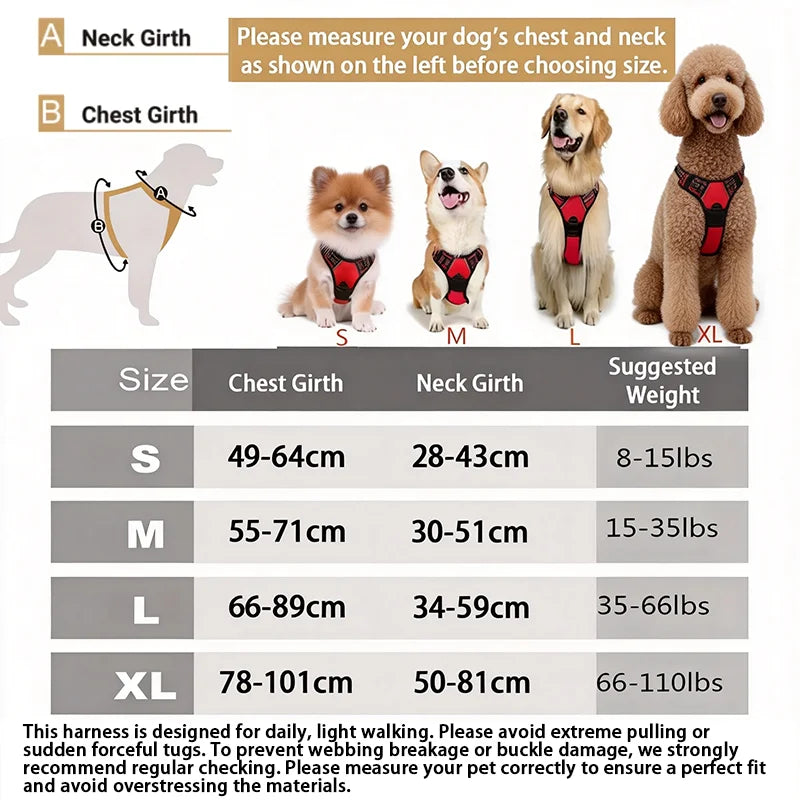Adjustable No-Pull Dog Harness with Front Clip & Reflective Strips