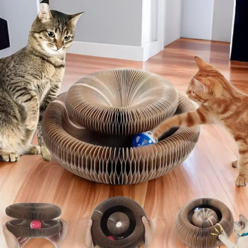 Foldable Accordion Cardboard Cat Scratching Board Lounge