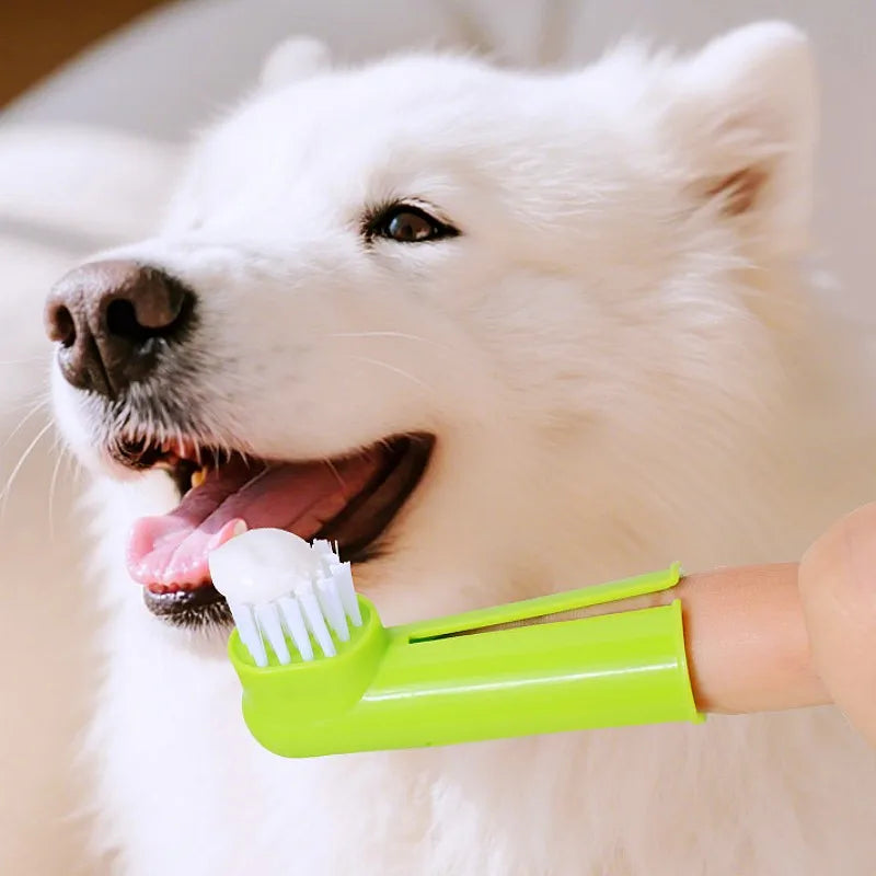 3-Piece Pet Toothbrush Set, Finger & Dual-Head Brushes for Dogs & Cats