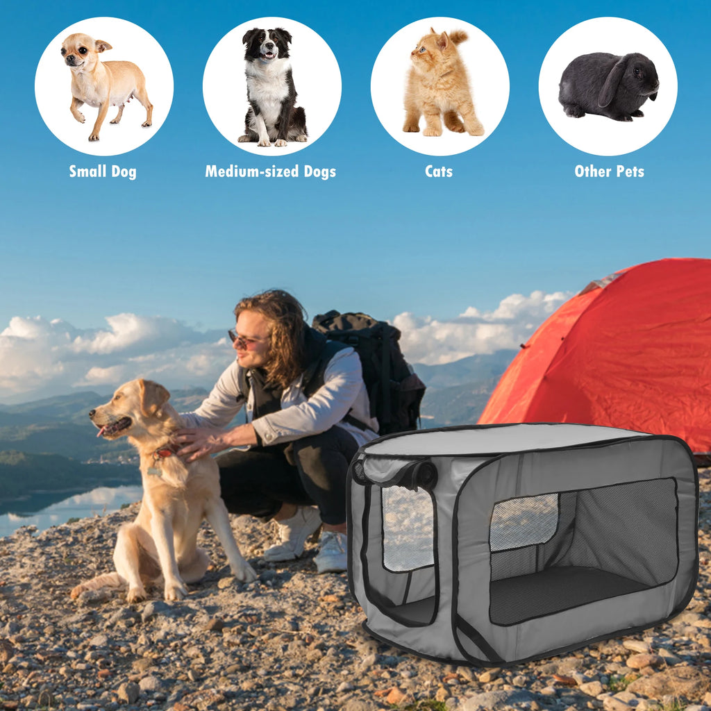 Portable Pop Up Dog Crate – Foldable Travel Kennel with Mesh Door