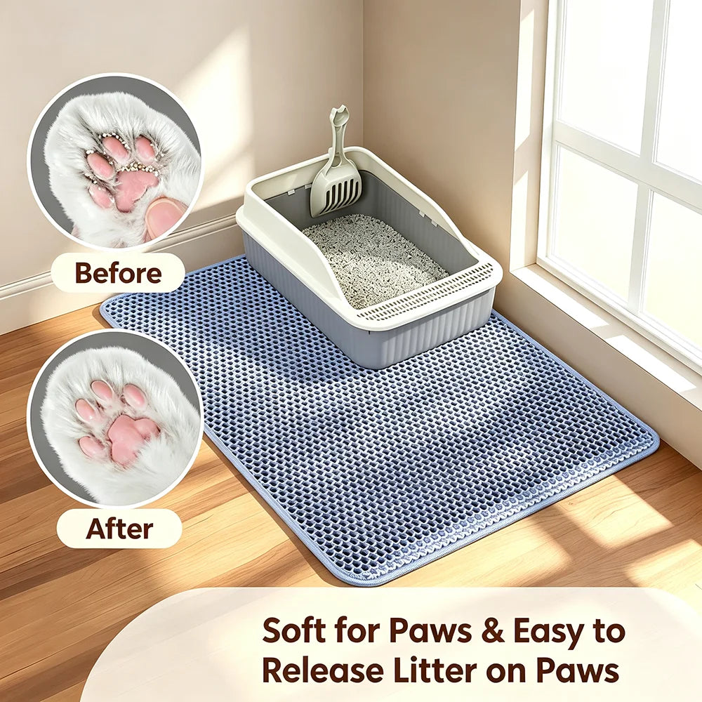 Double-Layer Cat Litter Trapping Mat, Waterproof Non-Slip Pad