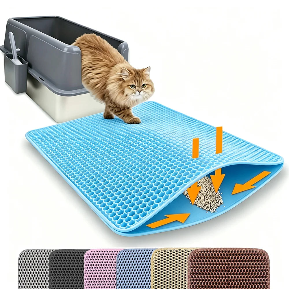 Double-Layer Cat Litter Trapping Mat, Waterproof Non-Slip Pad
