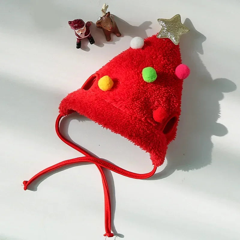Christmas Santa Hat & Bandana Set for Dogs & Cats, Photo Prop
