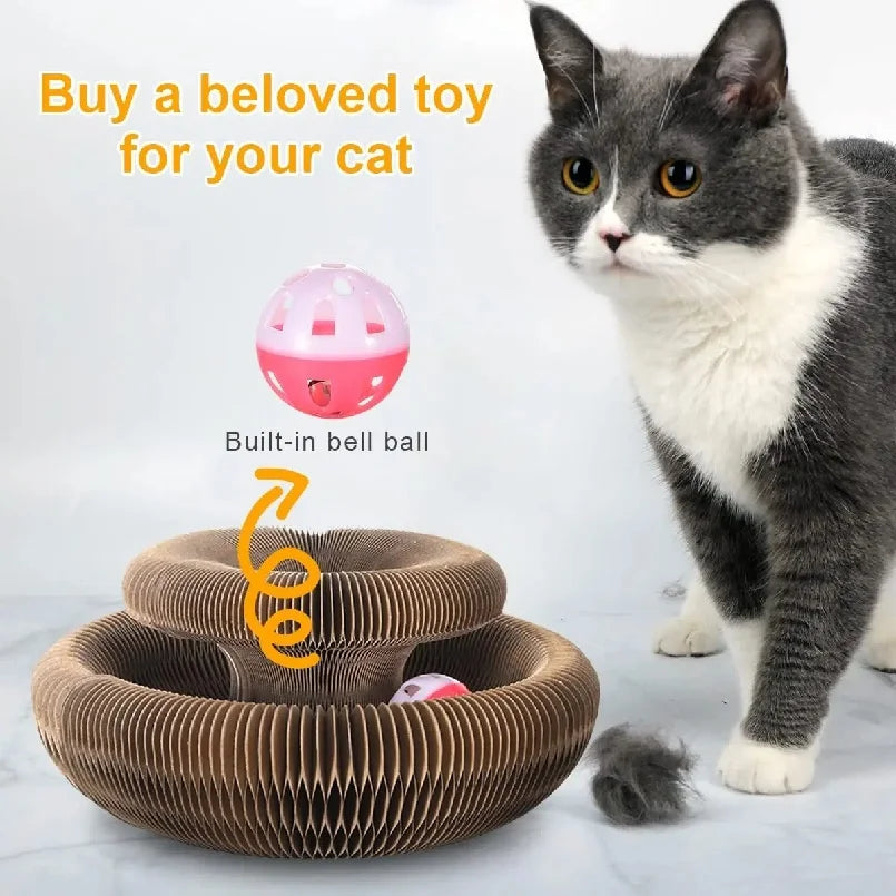 Foldable Accordion Cardboard Cat Scratching Board Lounge