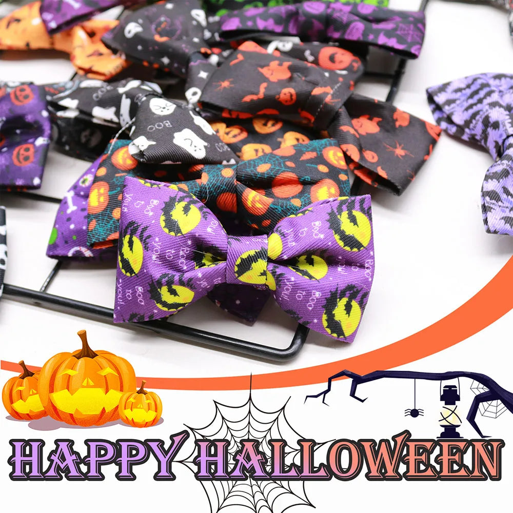 Halloween Skull Dog Bow Ties, 50pcs Removable Collar Accessories