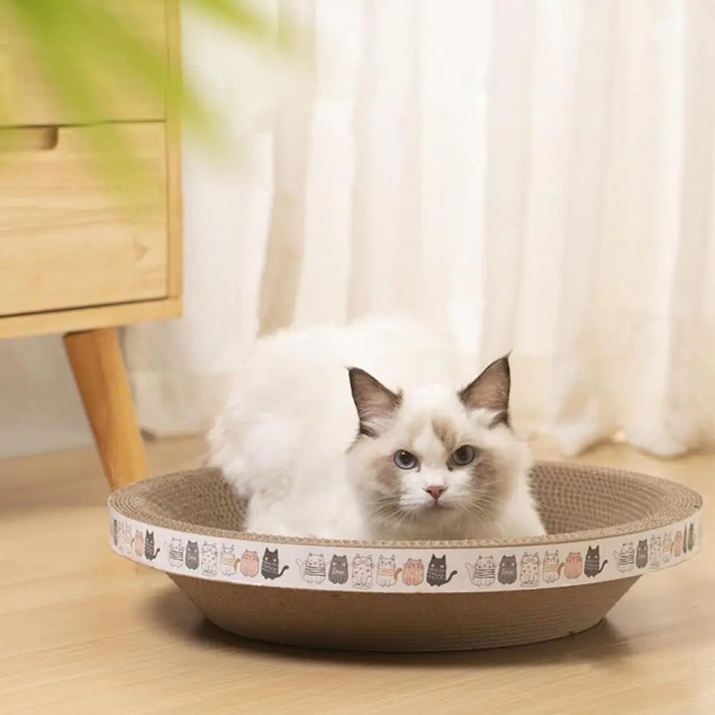 Corrugated Cat Scratcher Bed – Oval Cardboard Scratching Lounge Nest