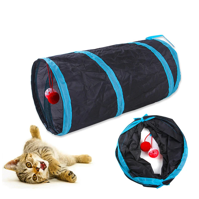 Collapsible 3-Way Cat Tunnel Toy, Breathable Indoor Play Tube