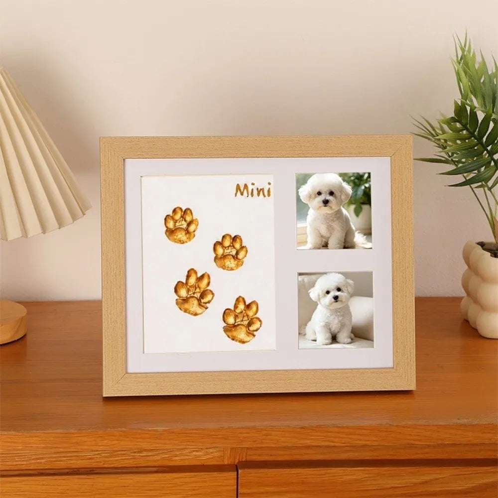 DIY Pet Paw Print Clay Keepsake Kit with Wooden Photo Frame