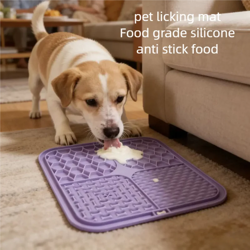 Silicone Suction Lick Mat for Dogs, Slow Feeder Bath Distraction Pad
