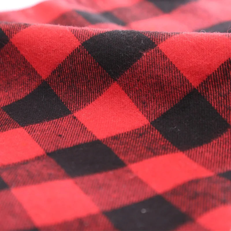 Plaid Fall Dog Bandana, Washable Cotton Bow Tie Collar Scarf