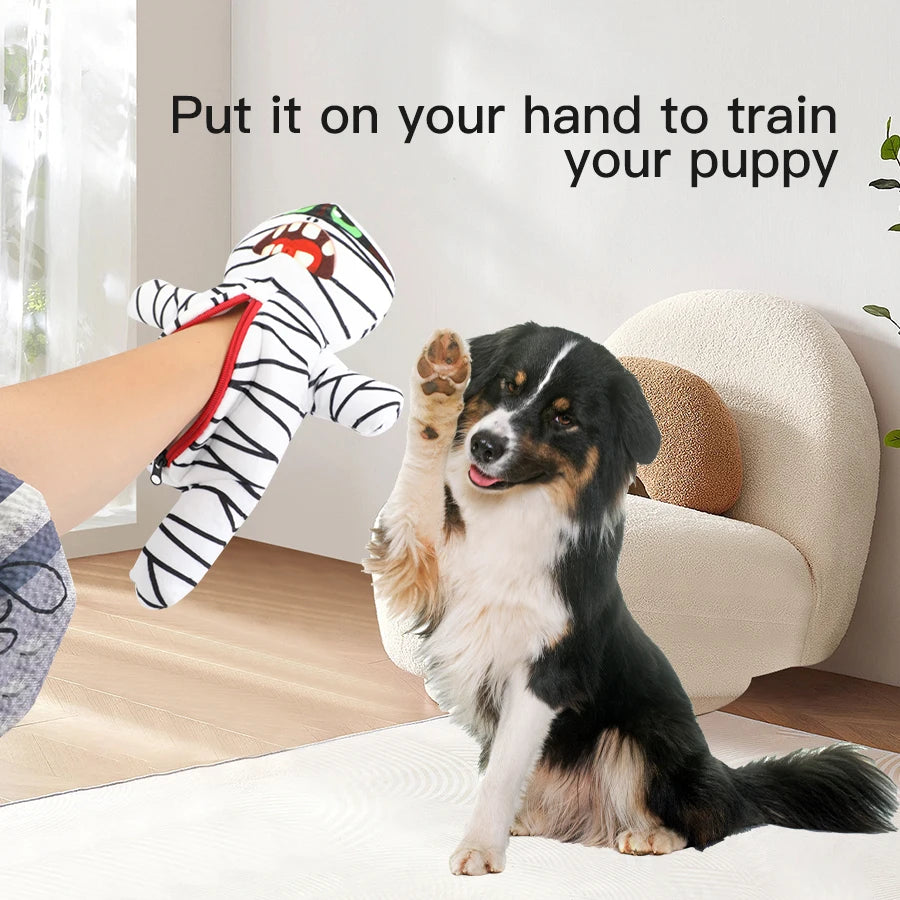 Spooky Mummy Plush Pet Toy Set, Halloween Dog Toys