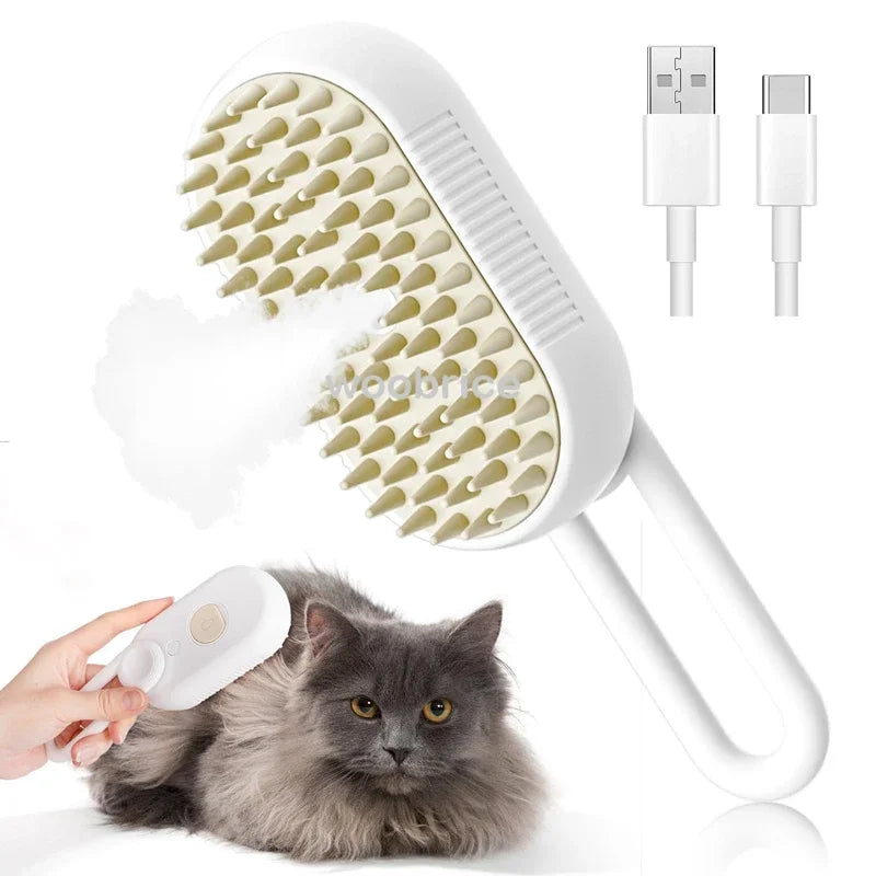 3-in-1 Electric Steam Grooming Brush for Dogs & Cats, Detangling