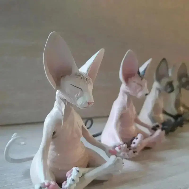 Meditating Yoga Cat Figurine, Whimsical Garden Statue for Cat Lovers