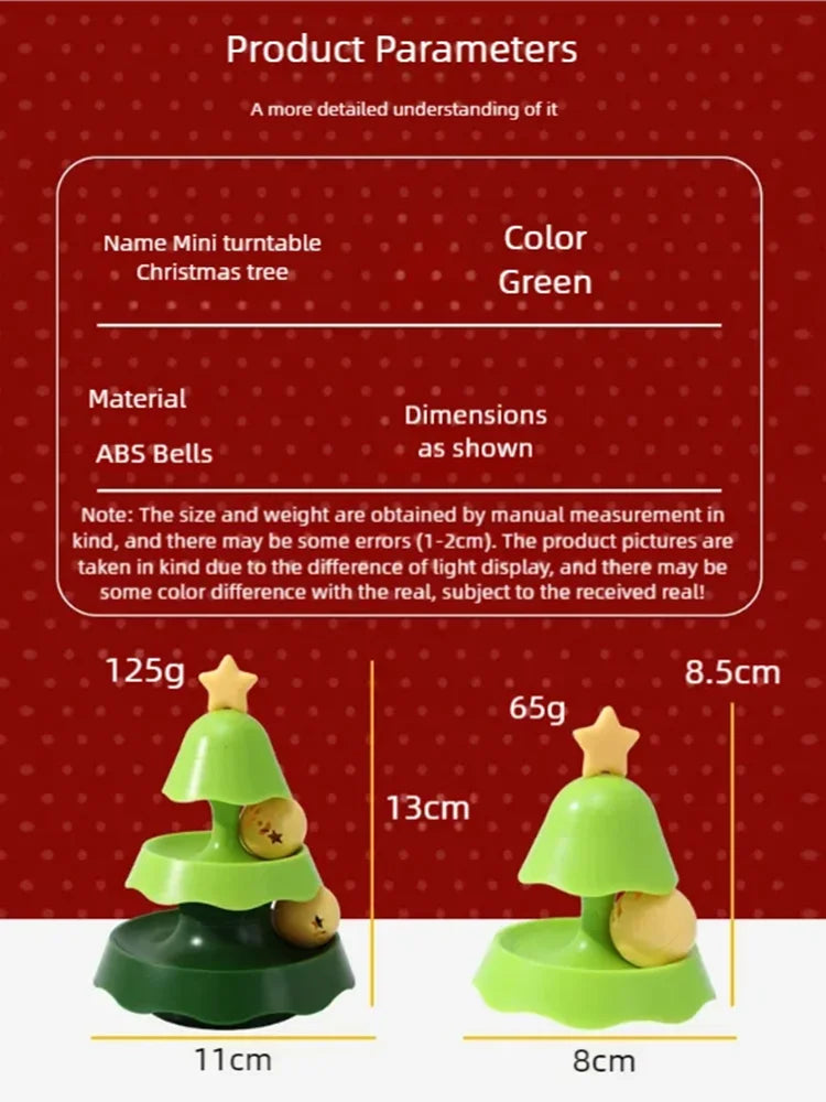 Christmas Tree Shaped Cat Track Turntable Toy Self Play Kitten