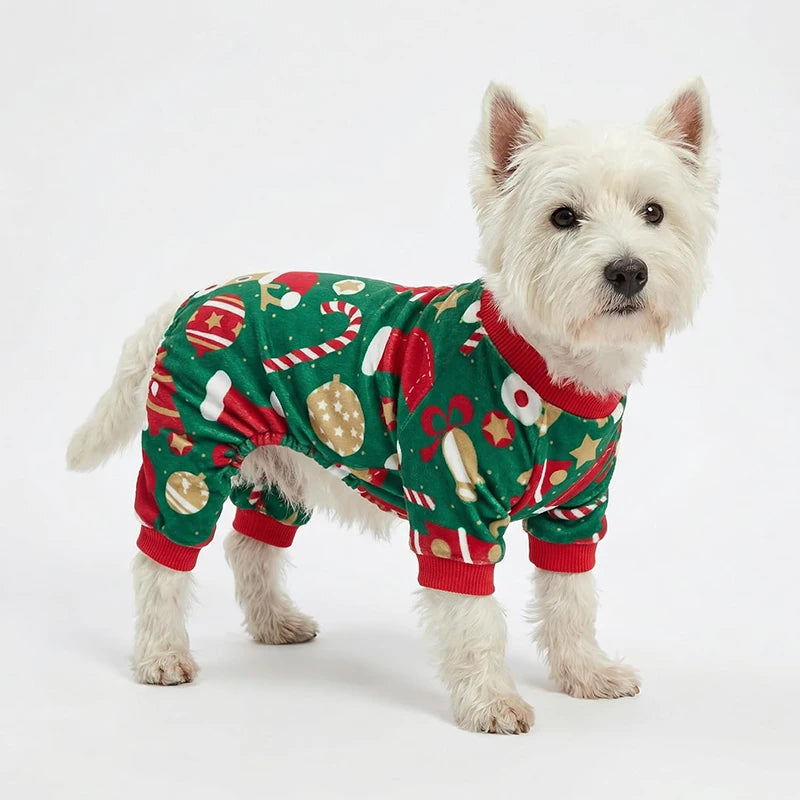 Christmas Dog Pajamas, Holiday Pet Sleepwear Outfit