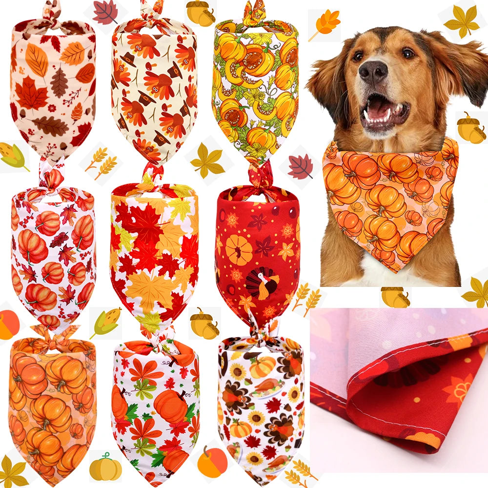 Thanksgiving Turkey Dog Bandana, Fall Pet Scarf for Dogs & Cats