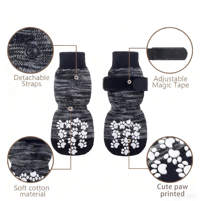 4-Piece Waterproof Anti-Slip Dog Socks for Dogs & Cats