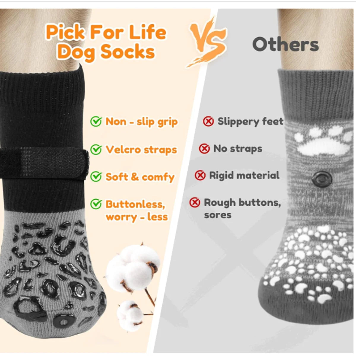 4-Piece Waterproof Anti-Slip Dog Socks for Dogs & Cats