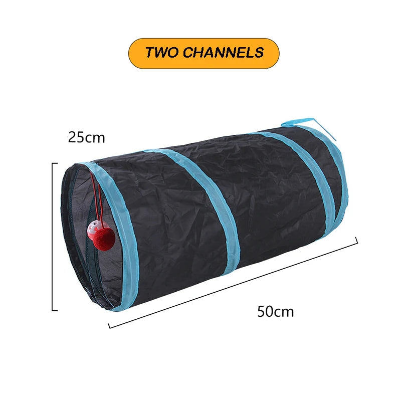 Collapsible 3-Way Cat Tunnel Toy, Breathable Indoor Play Tube