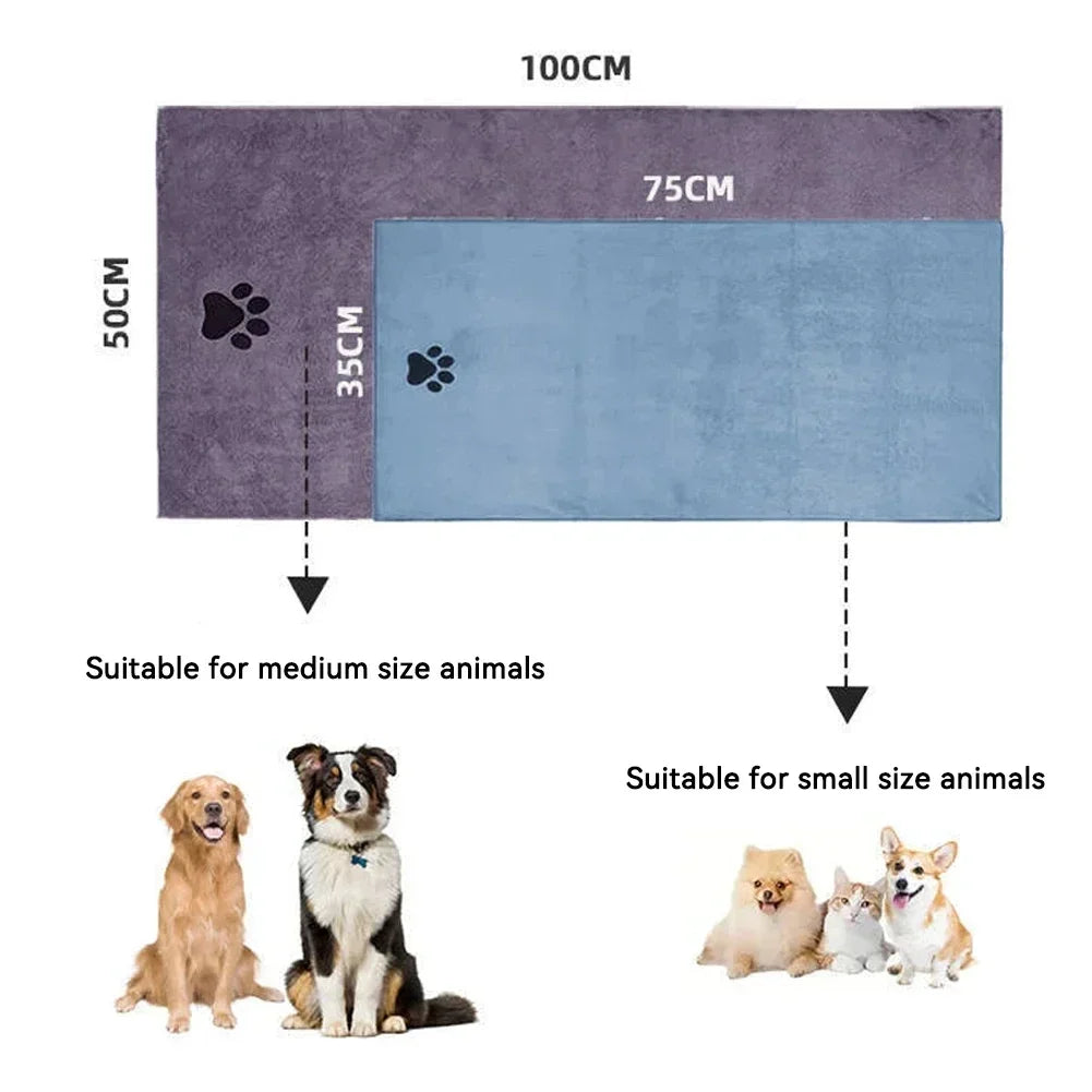 Absorbent Microfiber Dog Bath Towel, Quick-Dry Pet Towel