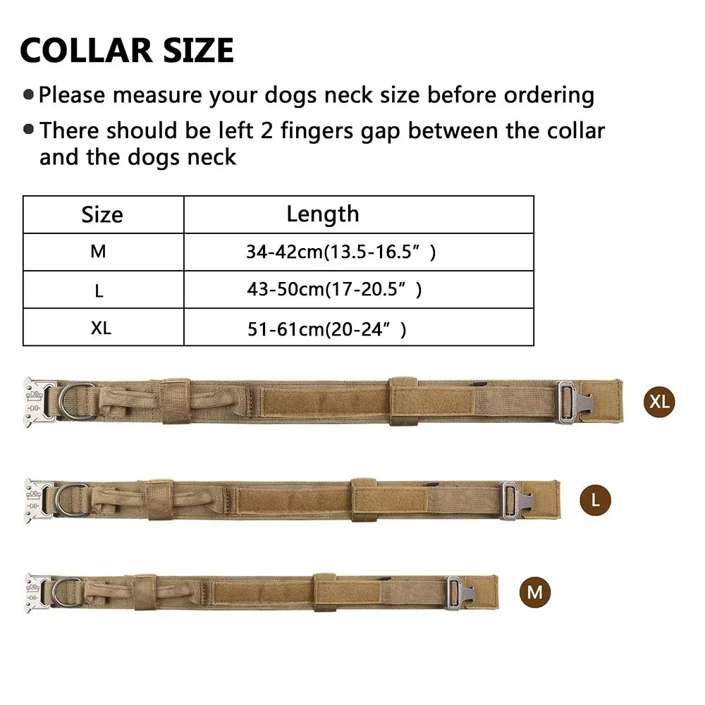 Heavy-Duty Tactical Dog Collar with Control Handle for Large Dogs