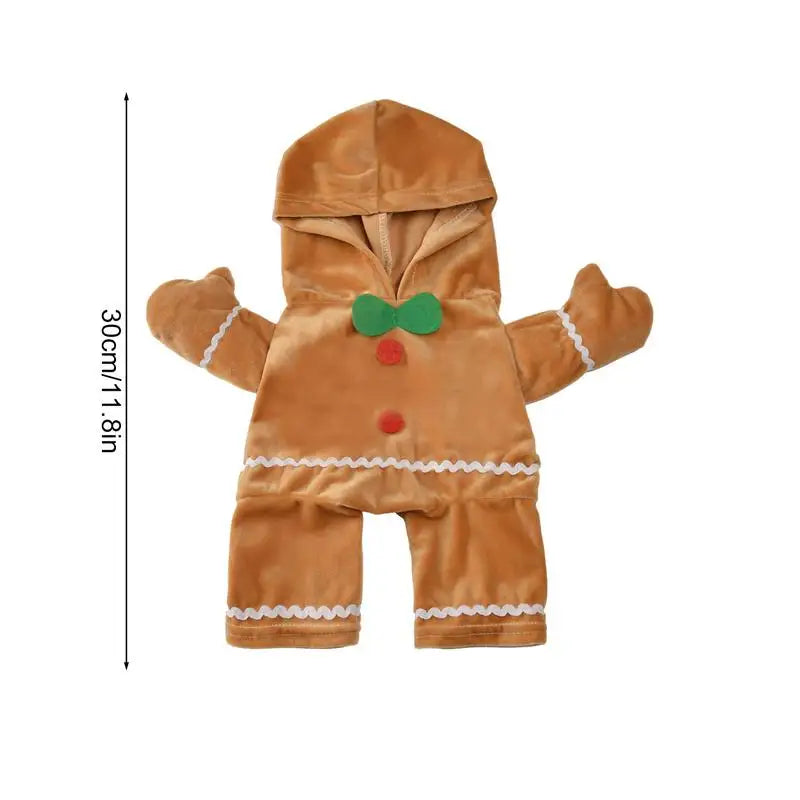 Christmas Gingerbread Man Dog Costume, Warm Hooded Pet Outfit