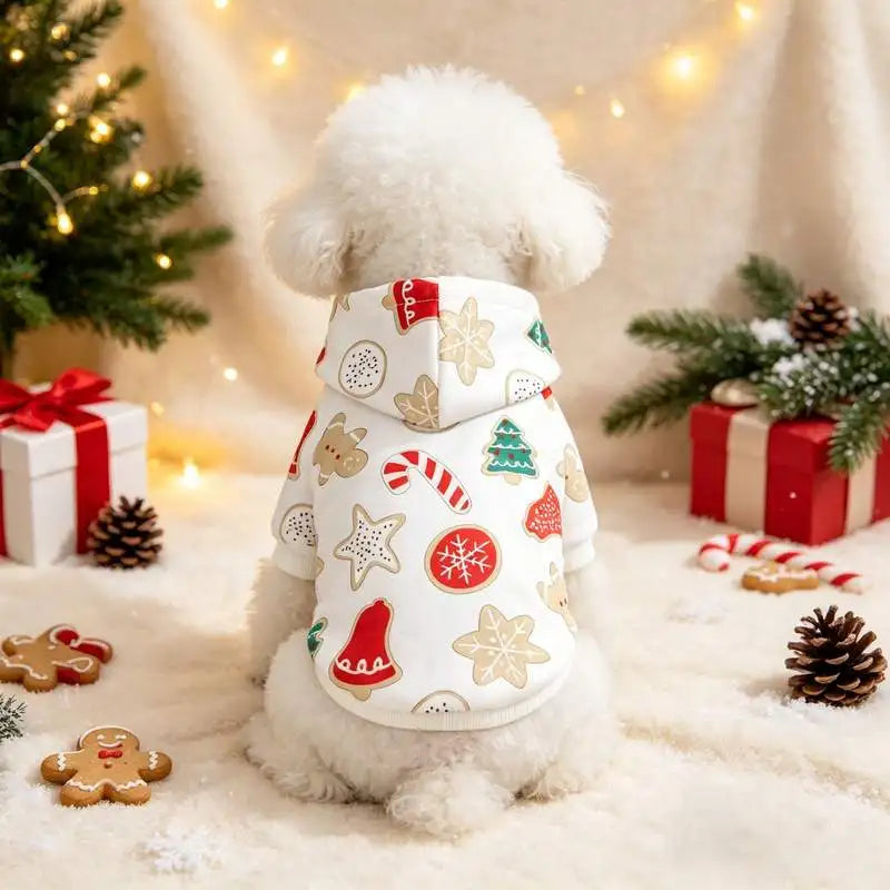 Christmas Printed Pet Hoodie for Dogs & Cats, Holiday Outfit