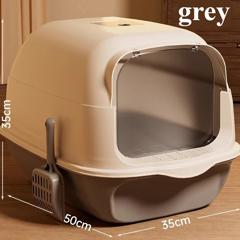 Fully Enclosed Drawer Cat Litter Box with Splash-Proof Anti-Odor Lid