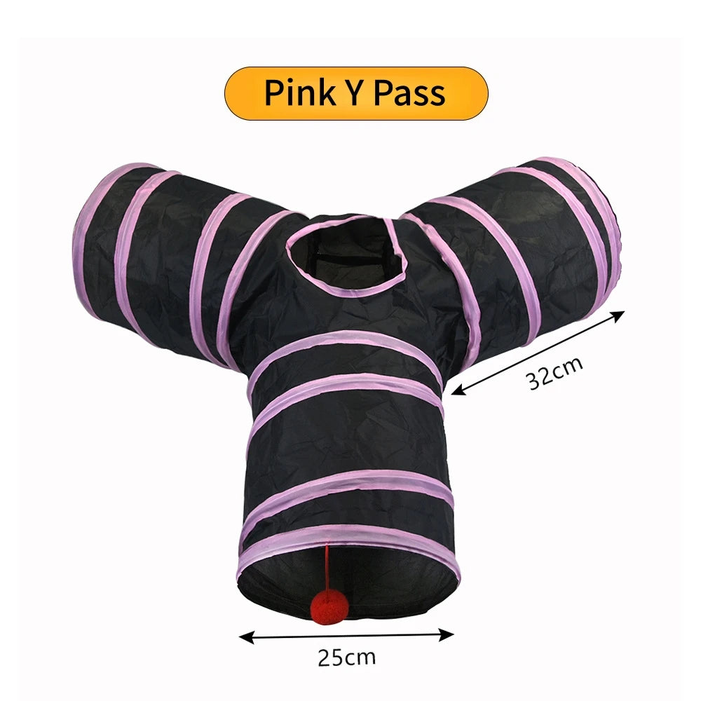 Foldable Cat Play Tunnel, Crinkle Peek-a-Boo Tube Toy