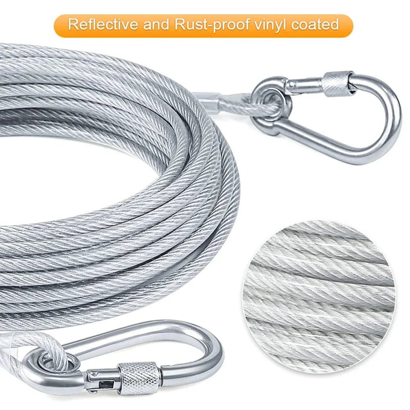 Double-Headed Dog Tie Out Cable, Rust-Proof Steel Wire Leash