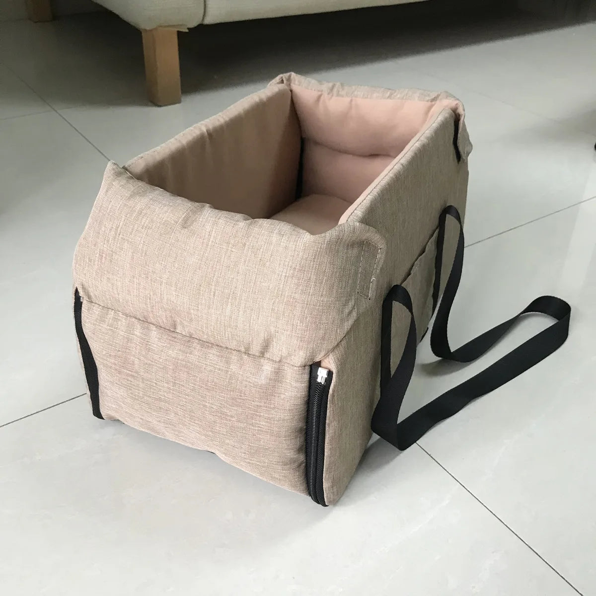 Console Booster Dog Car Seat with Safety Tether for Small Pets