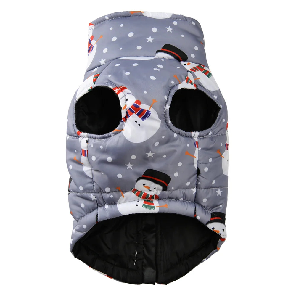 Christmas Snowman Print Dog Jacket for Small & Medium Dogs