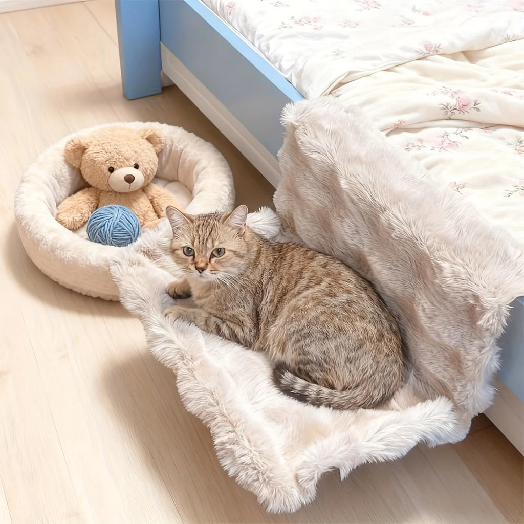 Cat Bedside Hammock, Plush Washable Bed Attachment for Indoor Cats