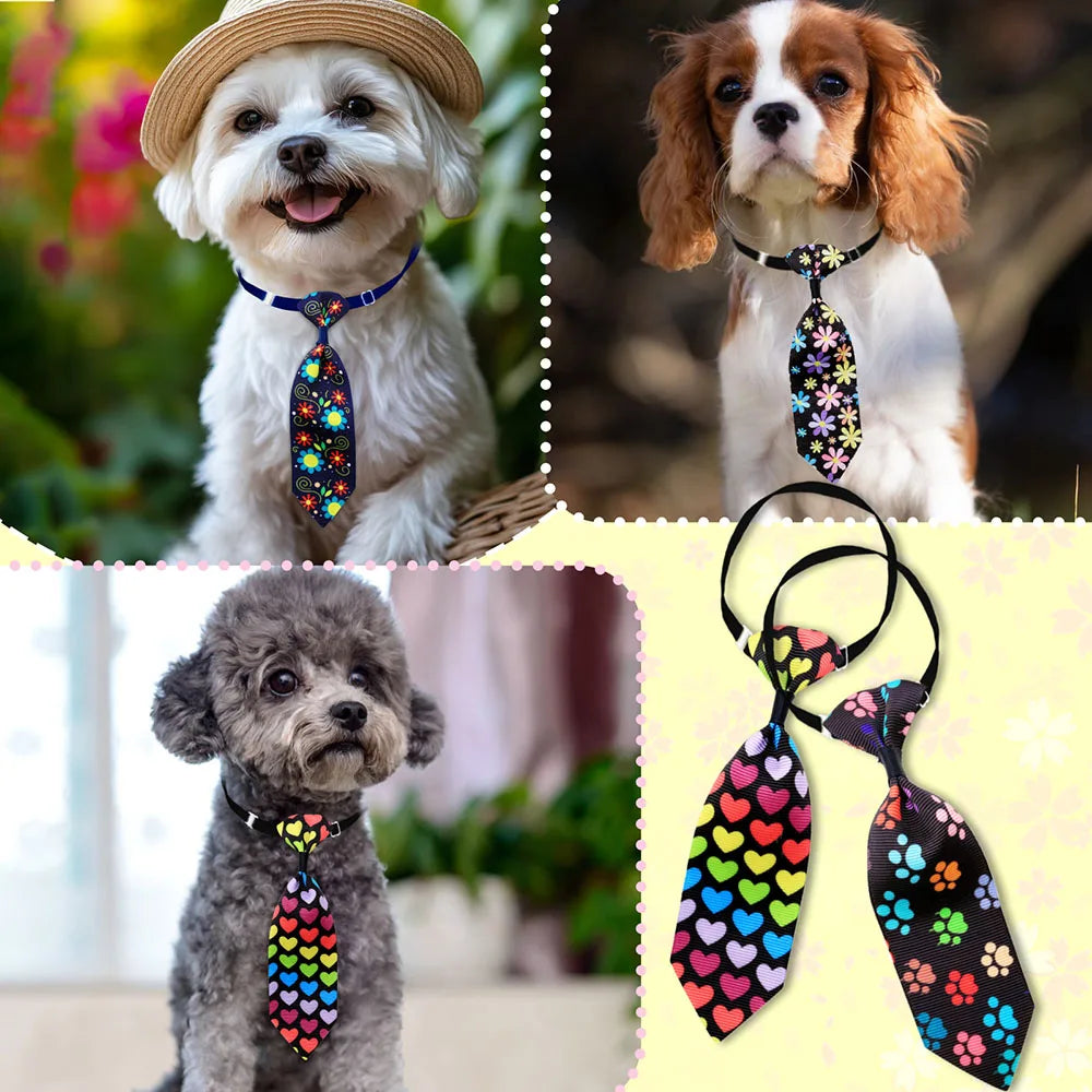 Adjustable Bone Shaped Pet Neckties for Grooming 50 Pack