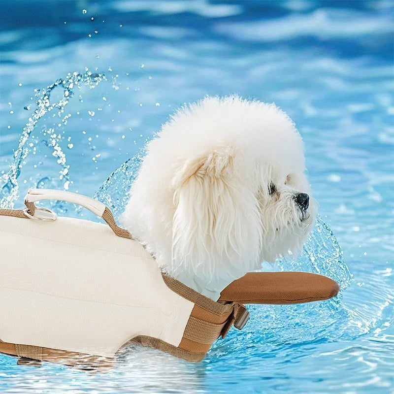Dog Life Jacket with Rescue Handle & Chin Float, Pet Swim Vest