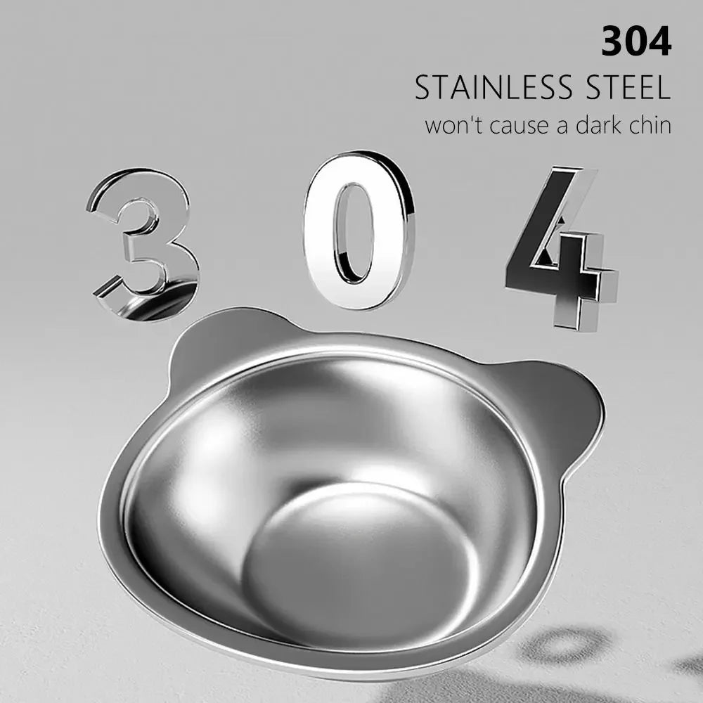 Stainless Steel Raised Cat Bowl, 15° Tilted Neck-Friendly Feeder