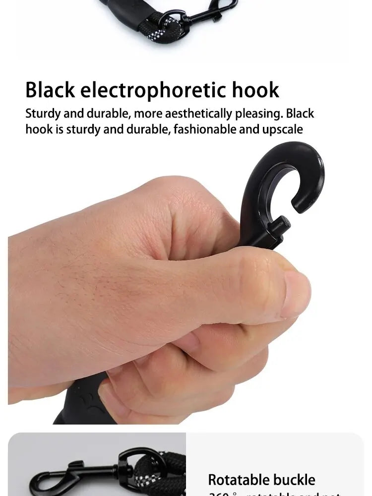 Reflective Nylon Round Dog Leash, No-Strangle Walking Lead