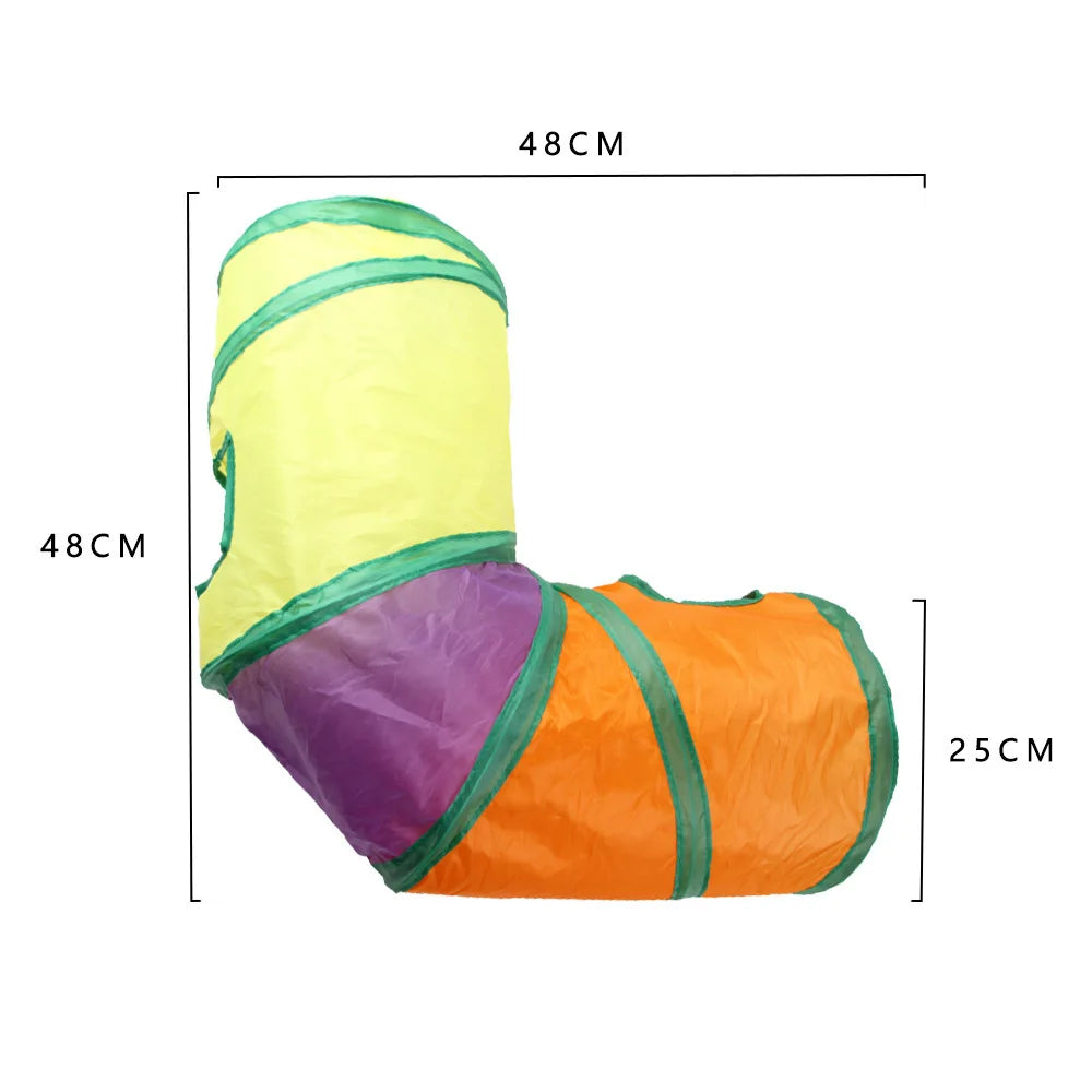 Foldable Cat Play Tunnel, Crinkle Peek-a-Boo Tube Toy