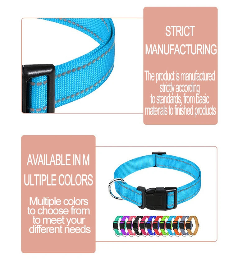 Adjustable Nylon Dog Collar, Soft Buckle Collar for Puppies & Dogs