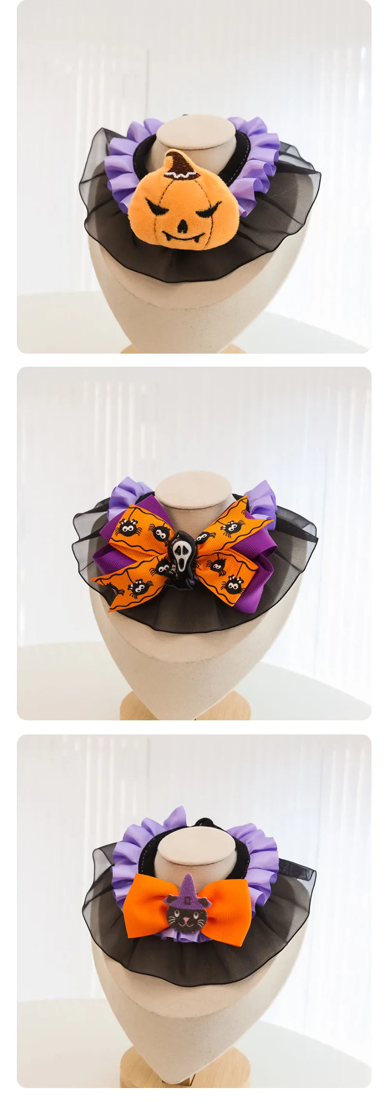 Halloween Lace Pumpkin Bat Wings Collar Bib for Cats & Dogs