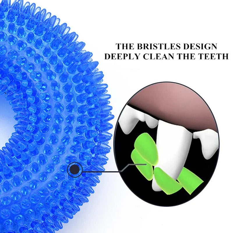 Squeaky Spiky Ring Dog Chew Toy, Tooth Cleaning TPR Puppy Toy