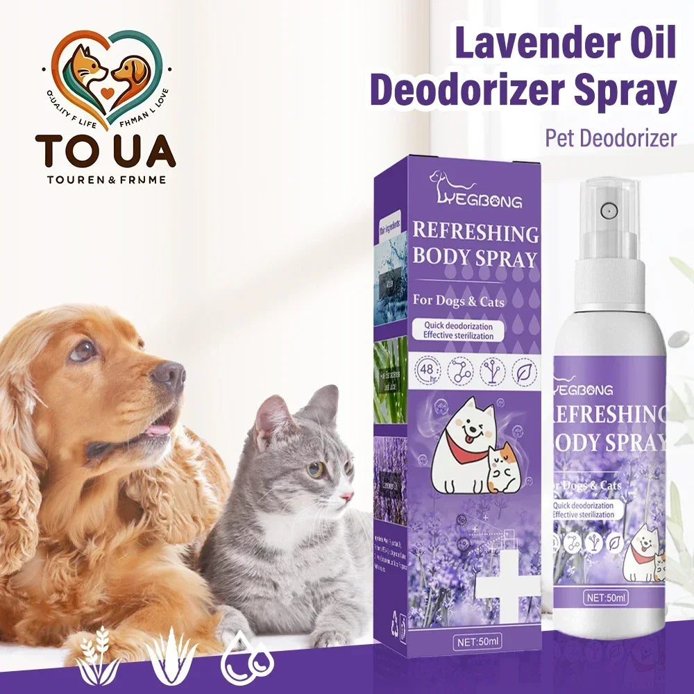 Lavender Pet Deodorizing Spray 50ml, Fresh Scent for Dogs and Cats