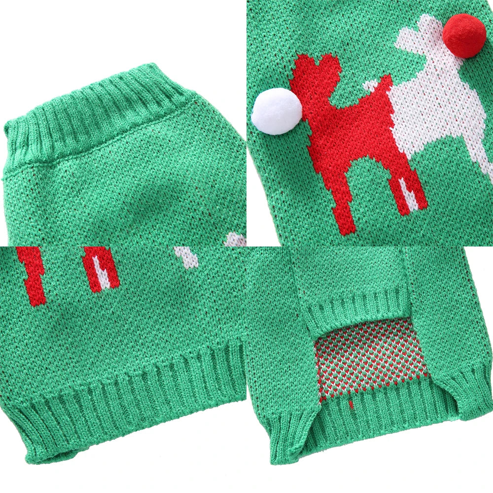 Christmas Dog Sweater, Geometric Pattern Winter Knit Puppy Coat