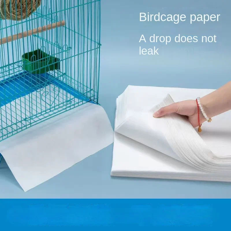 Disposable Bird Cage Liner Pads, 100 Absorbent Non-Woven Sheets