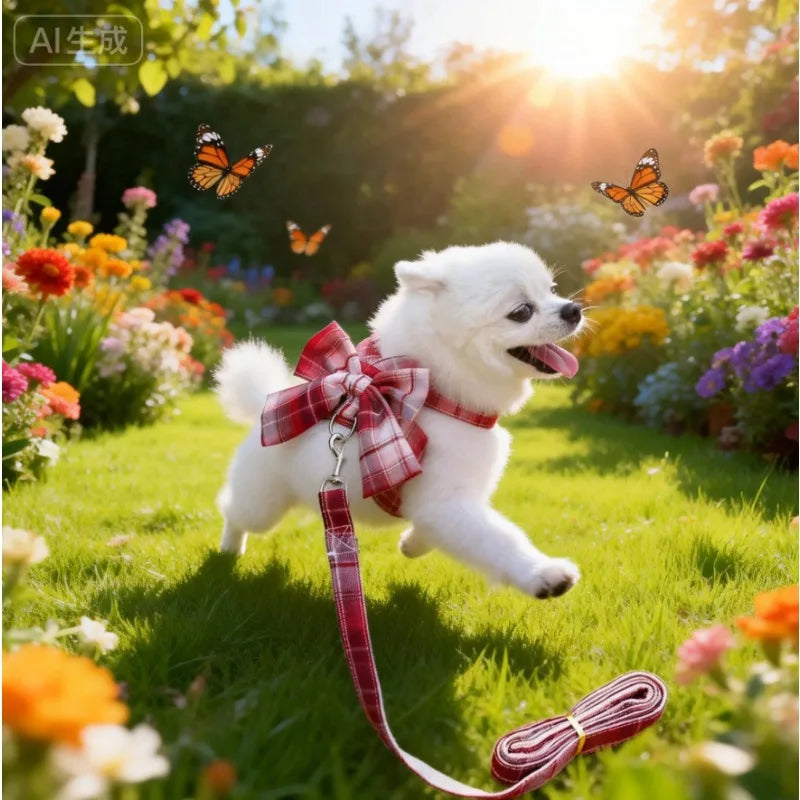 Christmas No-Pull Dog Harness & Leash Set with Bowtie