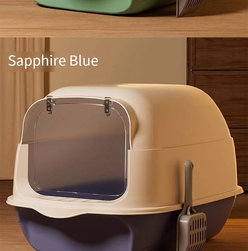 Fully Enclosed Drawer Cat Litter Box with Splash-Proof Anti-Odor Lid
