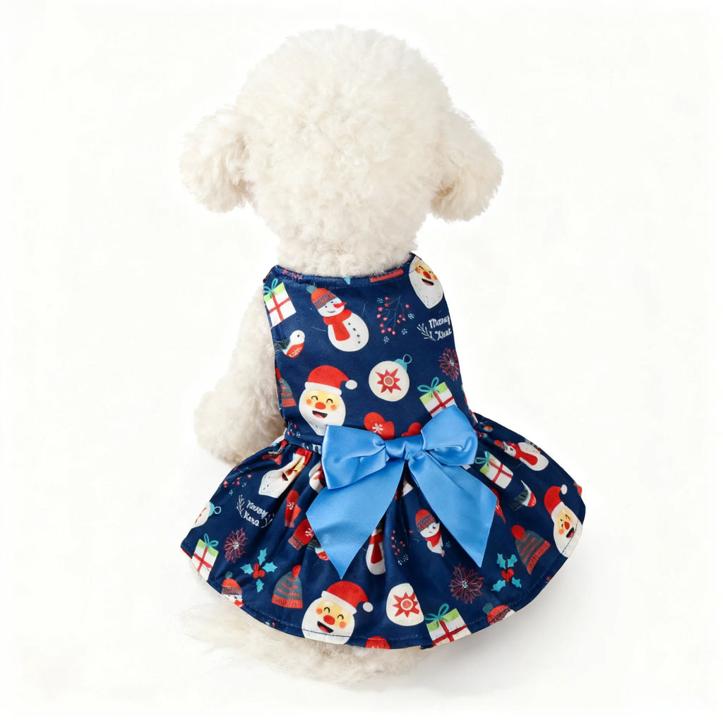 Christmas Dog Dress with Bow, Festive Holiday Pet Skirt